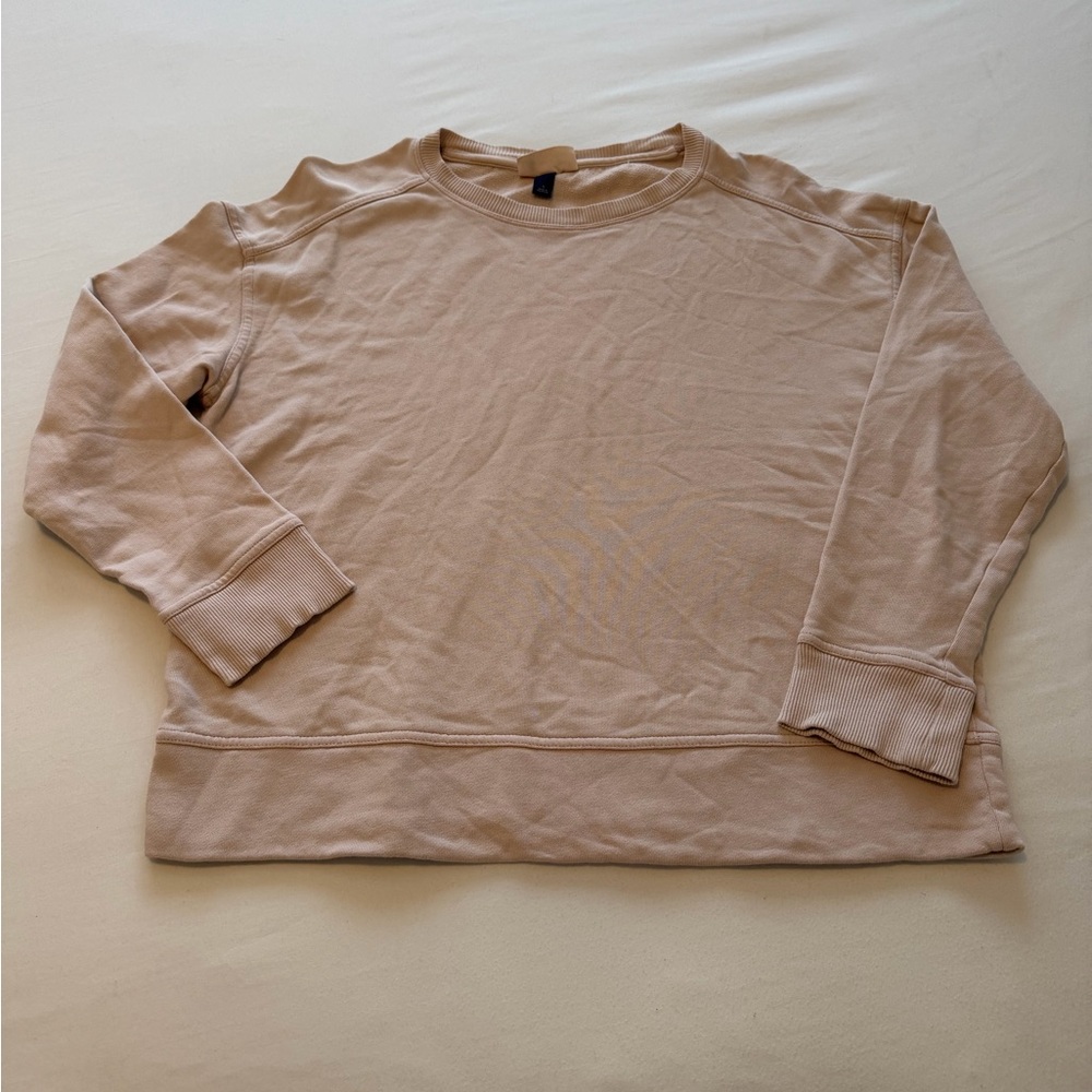 Universal Thread Cropped Sweatshirt Beige Tan Boxy Fit Size S
